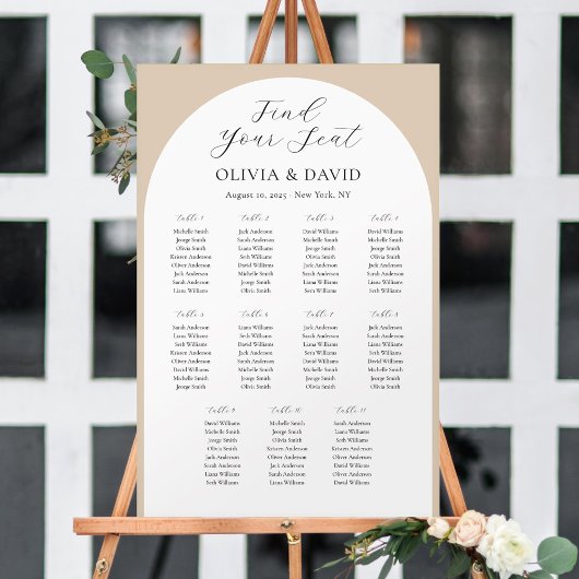 Poster 11 Tables Arc Beige Trouvez Votre Siège Carte De S