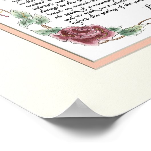 Poster 11 x 14 Prière Mariage, Calligraphie Anniversaire (Coin)