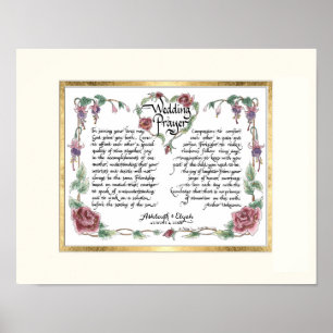 Poster 11 x 14 Prière Mariage, Calligraphie Anniversaire