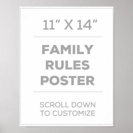 Poster 11" x 14" Règles de famille (Devant)