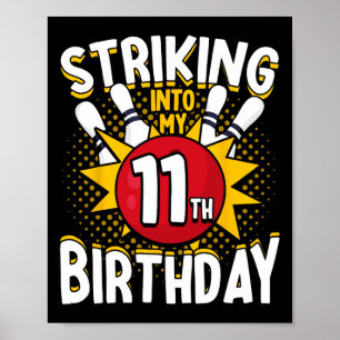Poster 11e Anniversaire Bowling Thème Frapper En Annivers