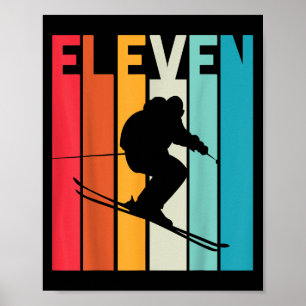 Poster 11e anniversaire Boy Retro Ski Lover Skier 11 ans