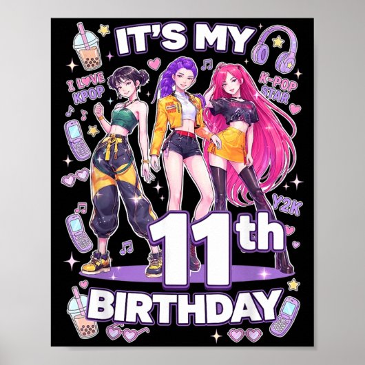 Poster 11e anniversaire fille de 11 ans pop coréenne Kpop (Devant)
