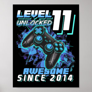 Poster 11e anniversaire Garçon niveau 11 Jeu 11 ans Jeu v