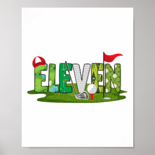 Poster 11e Anniversaire Golf Thème 11 ans Enfants Sport P