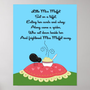Poster 11x14 Little Miss Muffet Rhyme Kids Room Wall Art