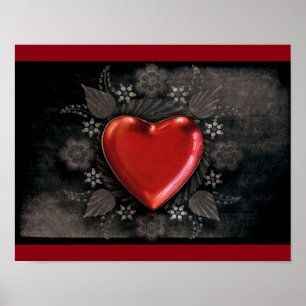 POSTER 1209 DARK RED BLACK HEART EMO LOVE TOUGH DARK
