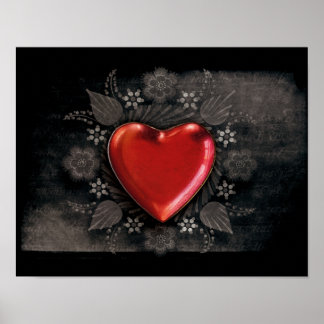 POSTER 1209 DARK RED BLACK HEART EMO LOVE TOUGH DARK
