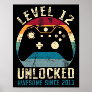 Poster 12 Anniversaire 12ème Fils Garçon Gamer Awesome Si