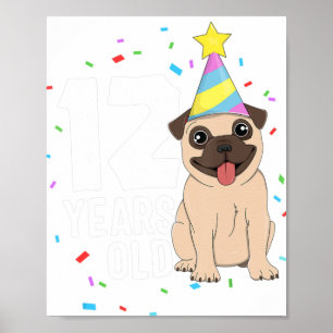 Poster 12 Ans Anniversaire Carlin Amoureux des chiens Par
