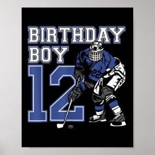 Poster 12 ans de hockey sur glace Thème Anniversaire 12e