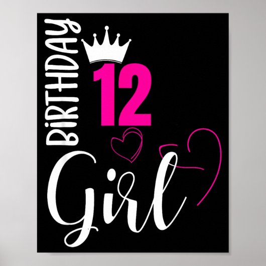 Poster 12 ans fille joyeux 12e anniversaire (Devant)