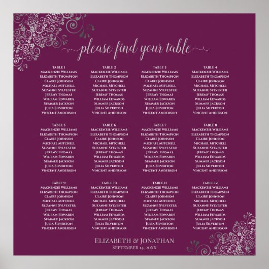 Poster 12 Argent de table sur le Mariage Cassis (Devant)