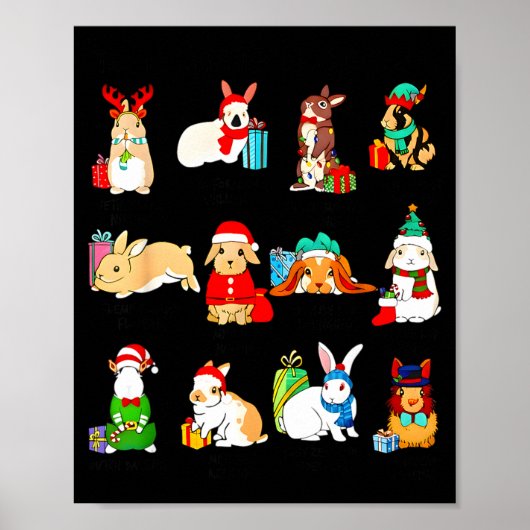 Poster 12 Bunny Of Christmas Bunny Rabbit Christmas Xmas (Devant)