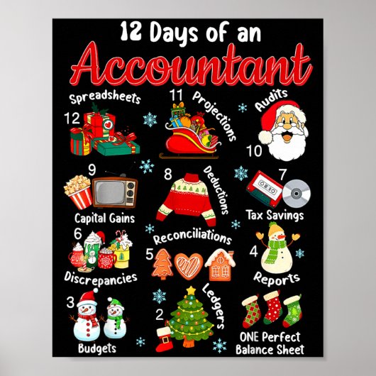 Poster 12 Days Of Accountant Christmas Accounting Major M (Devant)