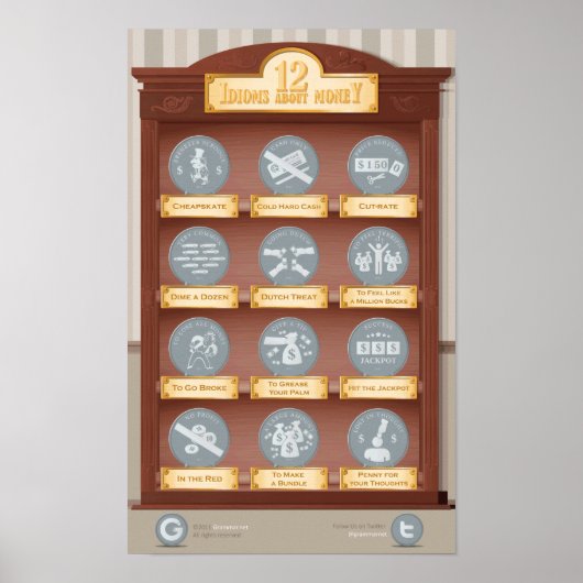 Poster 12 idiomes sur l'argent (Devant)