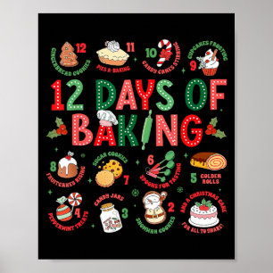 Poster 12 Jours De Boulanger Pâtissier Noël Cuisinier Che