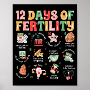 Poster 12 Jours De Fertilité Ivf Infirmière Noël Ob Gyn T