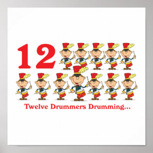Poster 12 jours douze batteurs tambourinant