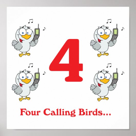 Poster 12 jours quatre oiseaux chanteurs (Devant)