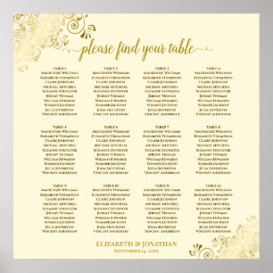 Poster 12 Mariage de crème de table Plis d'or