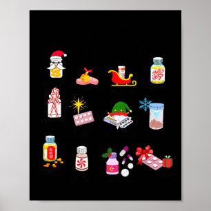 Poster 12 médicaments de Noël Infirmière Technicien en ph