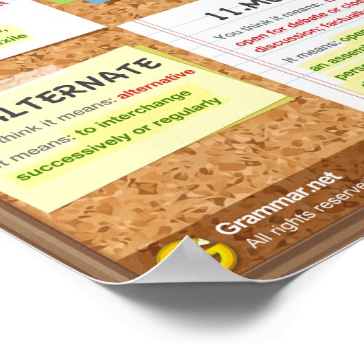 Poster 12 Mots les plus mal compris. version 2 (Coin)