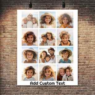 Poster 12 Photo Instagram Collage - blanc avec type noir