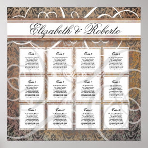 Poster 12 Table 80 to 120 guest Wedding Seating Chart