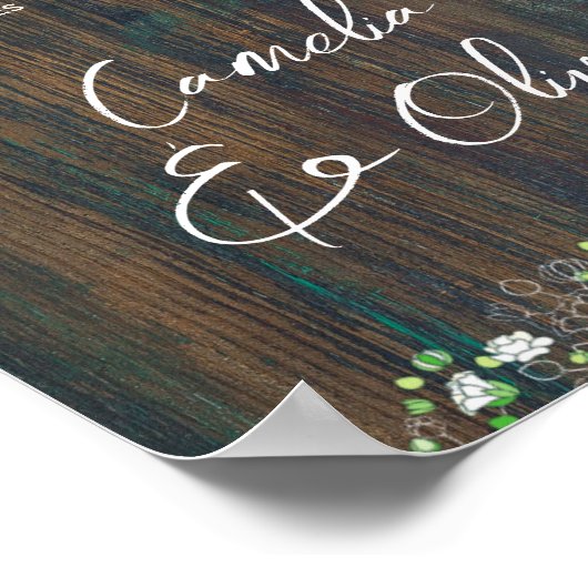 Poster 12 Table Bois rustique Gypsophila Mousse DE SIÈGE (Coin)