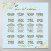 Poster 12 Table Poudre Bleu et Or Mariage Plat (Devant)