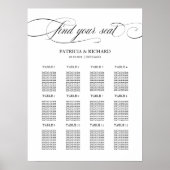 Poster 12 Tables Mariage Plan de siège Noir Script (Devant)