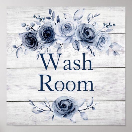 Poster 12 x 12 Chic Farmhouse Bleu/Blanc Floral 2 (Devant)