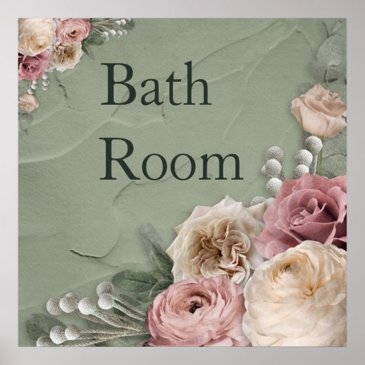 Poster 12 x 12  Floral Bath Room (Voorkant)