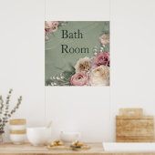 Poster 12 x 12  Floral Bath Room (Keuken)
