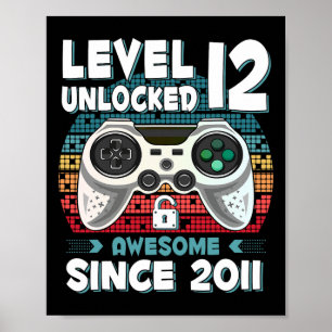 Poster 12ans Anniversaire Son Garçon Amusant Gamer 12ème
