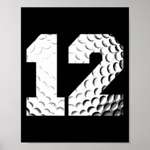 Poster 12e anniversaire Boy Golf Player Golf 12 ans