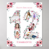 Poster 12e anniversaire Fille rose Photo Collage Blanc (Devant)
