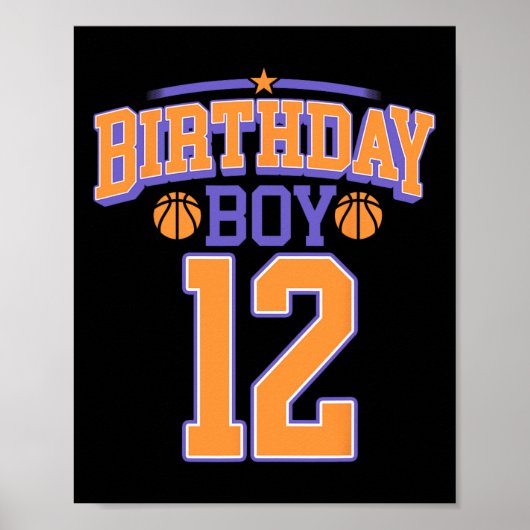 Poster 12e anniversaire garçon de basketball Lover 12 ans (Devant)