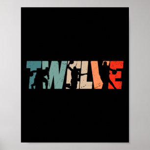 Poster 12e anniversaire Retro Basketball 12 ans Boy Gi