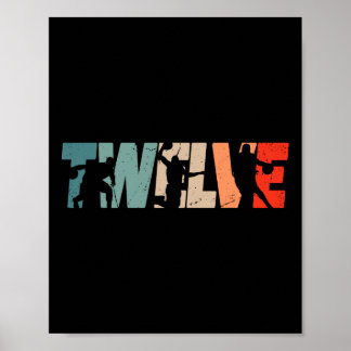 Poster 12e anniversaire Retro Bysketbyll 12 ans Boy Gi