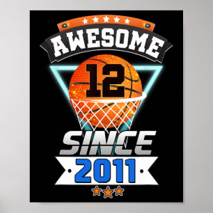 Poster 12ème Anniversaire Joueur de Basketball Awesome de