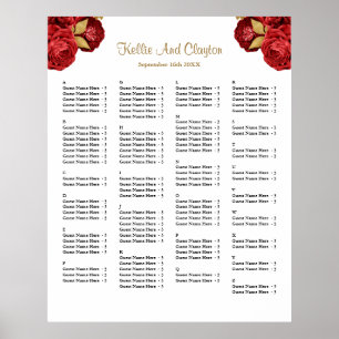 Poster 130 Mariage Floral Rouge Et Or
