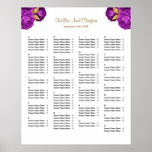 Poster 130 Mariage Floral Violet Et Or