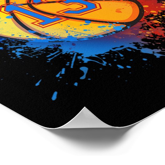 Poster 13 Ans 13e Anniversaire Basketball Cadeau Pour Gar (Coin)