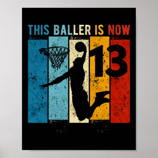 Poster 13 ans Basketball 13e anniversaire garçon (Devant)