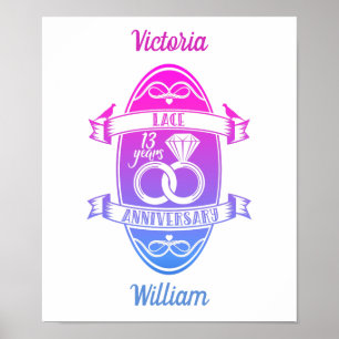 Poster 13 ans traditionnel dentelle 13e anniversaire de m