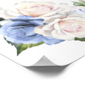Poster 13 Table Bleu Blanc Rose Floral Plan de Table de M (Coin)