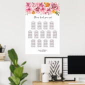 Poster 13 Table Élégant Rose Floral Plan de Table de Mari (Bureau à domicile)
