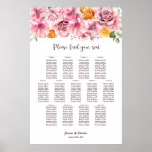 Poster 13 Table Élégant Rose Floral Plan de Table de Mari (Devant)